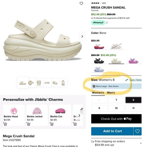 CROCS MEGA CRUSH PLATFORM SANDALS BONE size 5 men 7 womens new with tags! - Picture 6 of 9